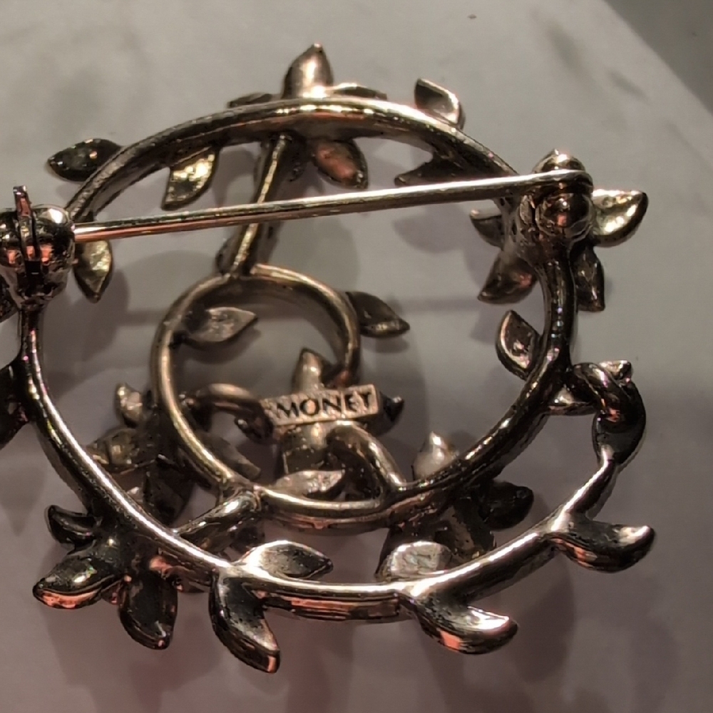 Monet Floral Brooch with Multicolor Stones Accents - Picture 7 of 8